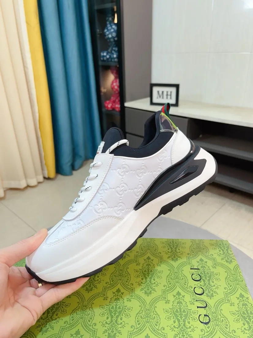 Factory price 458🌹🌹GUCCI [Gucci] New high-end brand of men's shoes, the latest fashionable casual men's shoes, trendy and versatile style, relaxed and sporty style, uppers imported from Italy, first-layer cowhide, genuine leather lining and ultra-fine workmanship. Original personalized fashionable rubber wear-resistant outsole, light and comfortable on the foot, size 38-44